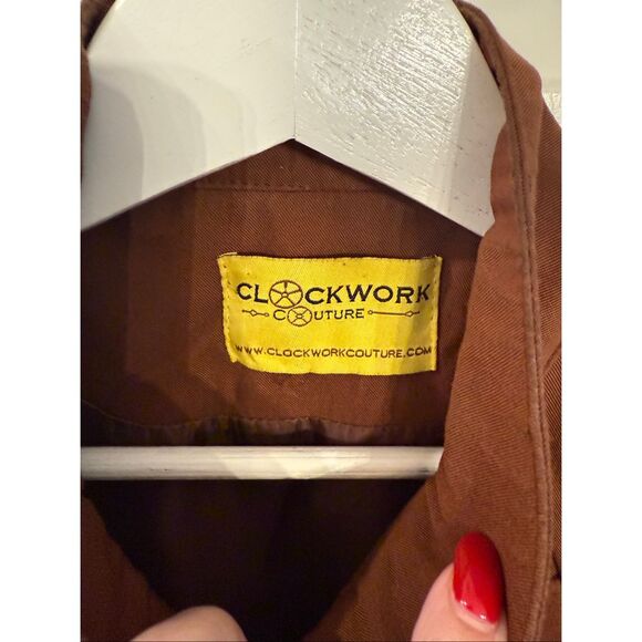 Clockwork Couture Brown Steam Punk Goth Straight Jacket Style Buckle Jacket sz L - Picture 8 of 8